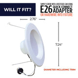 Bulbrite 861491 Bulbrite Pack of (4) 14 Watt Adjustable 5/6" Integrated LED Recessed Downlight with E26 Quick Connect Adapter, 3000K Soft White Light, 1100 Lumens
