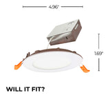Bulbrite 862658 12W LED 4" Recessed Downlight 3000K Dimmable 1100 Lumens 120V 4PK