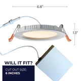Bulbrite 861670 14W LED 6" Recessed Downlight 3000K Dimmable 1100 Lumens 120V 2PK