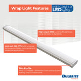 Bulbrite 773503 4 ft. Integrated 5 Color Selectable LED Dimmable Wraparound Light (120-277v), 5300 Lumens, White Finish