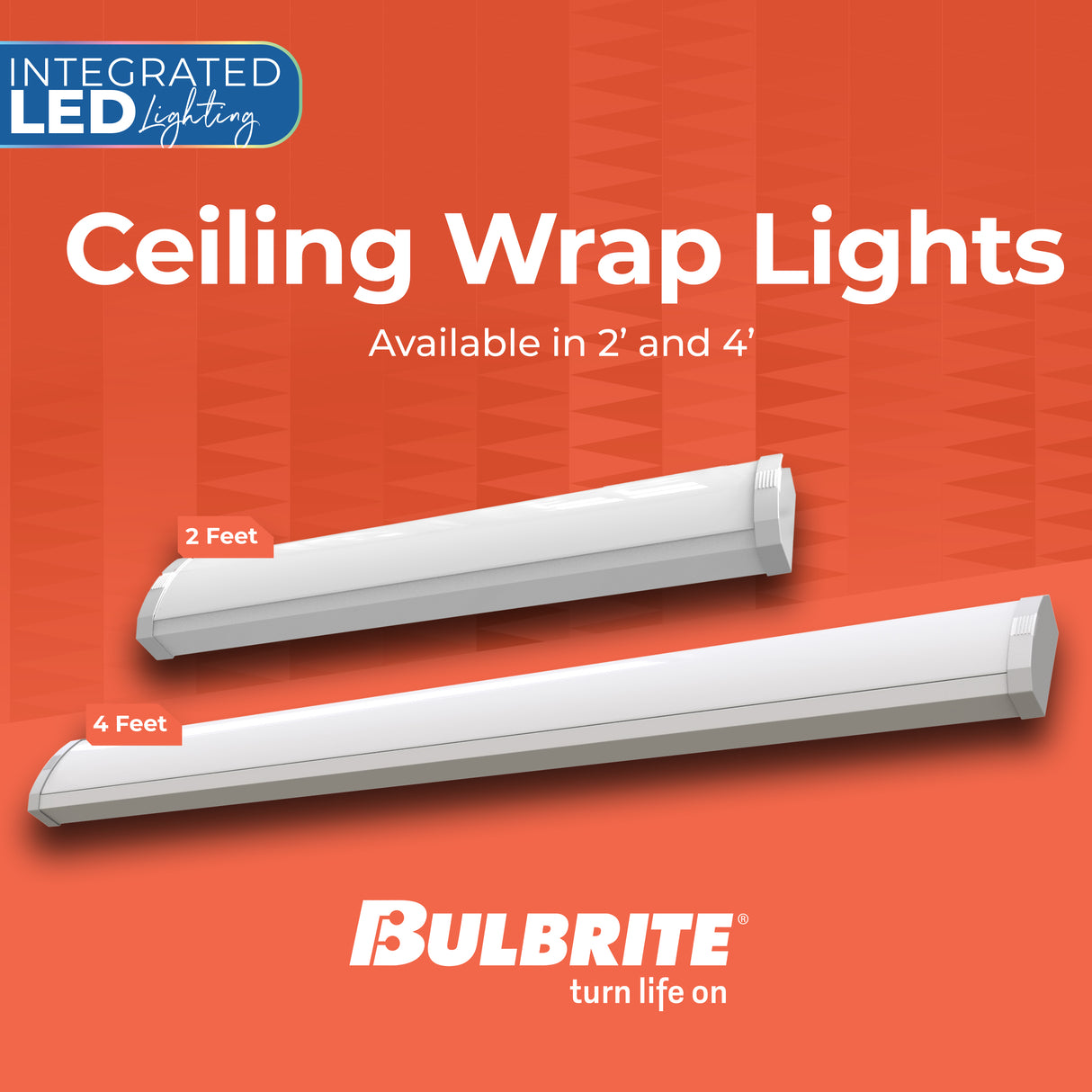 Bulbrite 773503 4 ft. Integrated 5 Color Selectable LED Dimmable Wraparound Light (120-277v), 5300 Lumens, White Finish