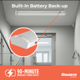 Bulbrite 773505 2 ft. Integrated 5 Color Selectable LED Dimmable Wraparound Light W/ Battery Backup (120-277v), 2300 Lumens, White