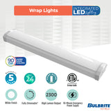 Bulbrite 773504 2 ft. 3000K LED Dimmable Wraparound Light W/ Battery Backup (120-277v), 2300 Lumens, White
