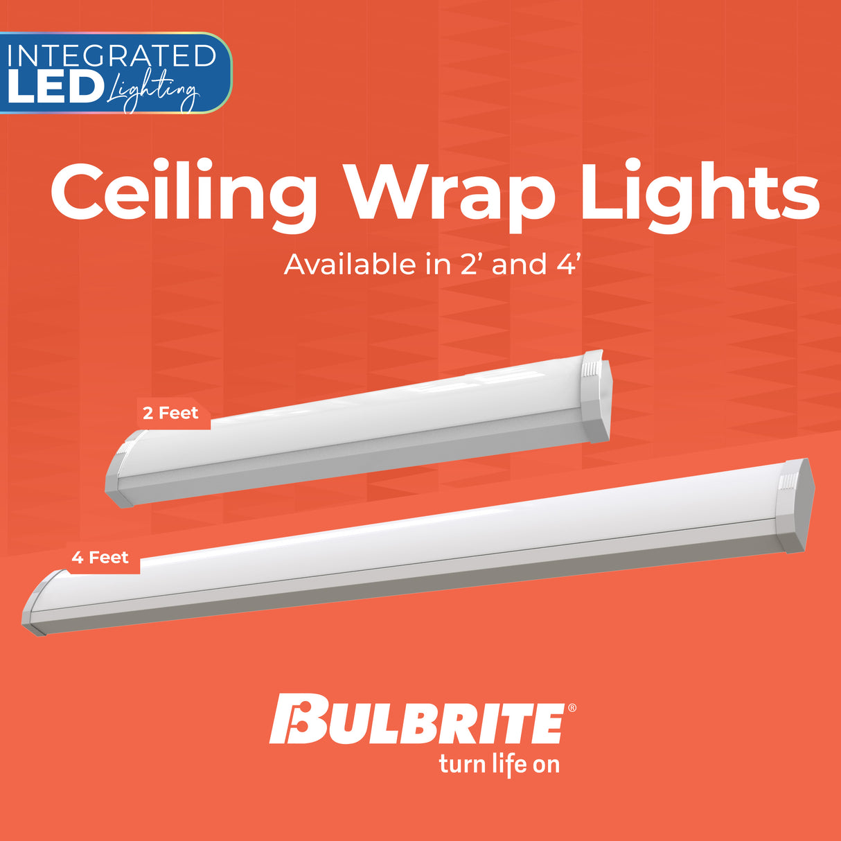 Bulbrite 773507 4 ft. Integrated 5 Color Selectable LED Dimmable Wraparound Light W/ Battery Backup (120-277v), 5300 Lumens, White