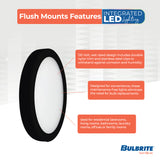 Bulbrite 773601 5" Round 10.3-Watt 3000K LED Flush Mount Light, 850 Lumens, Black Finish