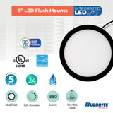 Bulbrite 773601 5" Round 10.3-Watt 3000K LED Flush Mount Light, 850 Lumens, Black Finish