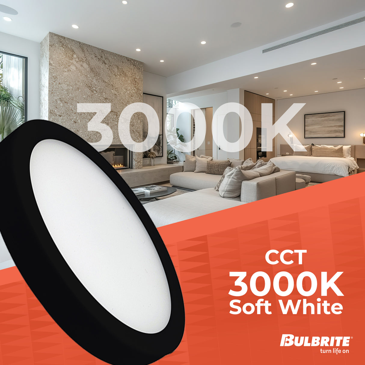 Bulbrite 773601 5" Round 10.3-Watt 3000K LED Flush Mount Light, 850 Lumens, Black Finish