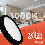 Bulbrite 773601 5" Round 10.3-Watt 3000K LED Flush Mount Light, 850 Lumens, Black Finish