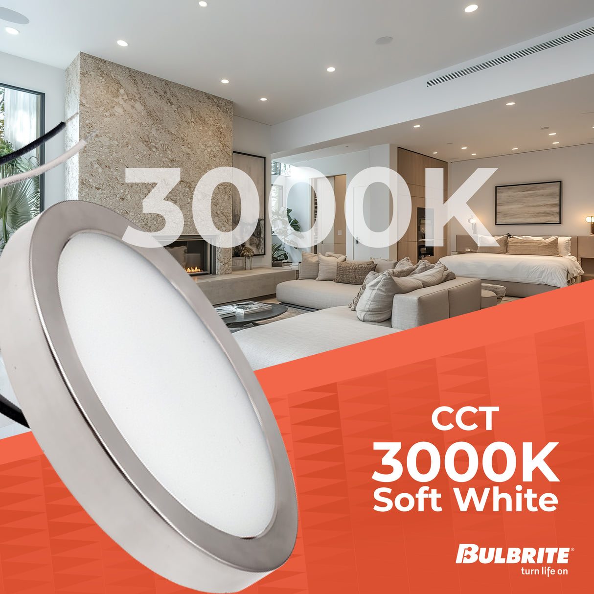 Bulbrite 773602 5" Round 10.3-Watt 3000K LED Flush Mount Light, 850 Lumens, Nickel Finish