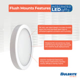 Bulbrite 773603 5" Round 10.3-Watt 5 Color Selectable LED Flush Mount Light, 850 Lumens, White Finish