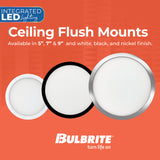 Bulbrite 773604 7" Round 10.3-Watt 3000K LED Flush Mount Light, 1150 Lumens, White Finish