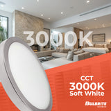 Bulbrite 773606 7" Round 10.3-Watt 3000K LED Flush Mount Light, 1150 Lumens, Nickel Finish
