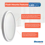 Bulbrite 773607 7" Round 10.3-Watt 5 Color Selectable LED Flush Mount Light, 1150 Lumens, White Finish