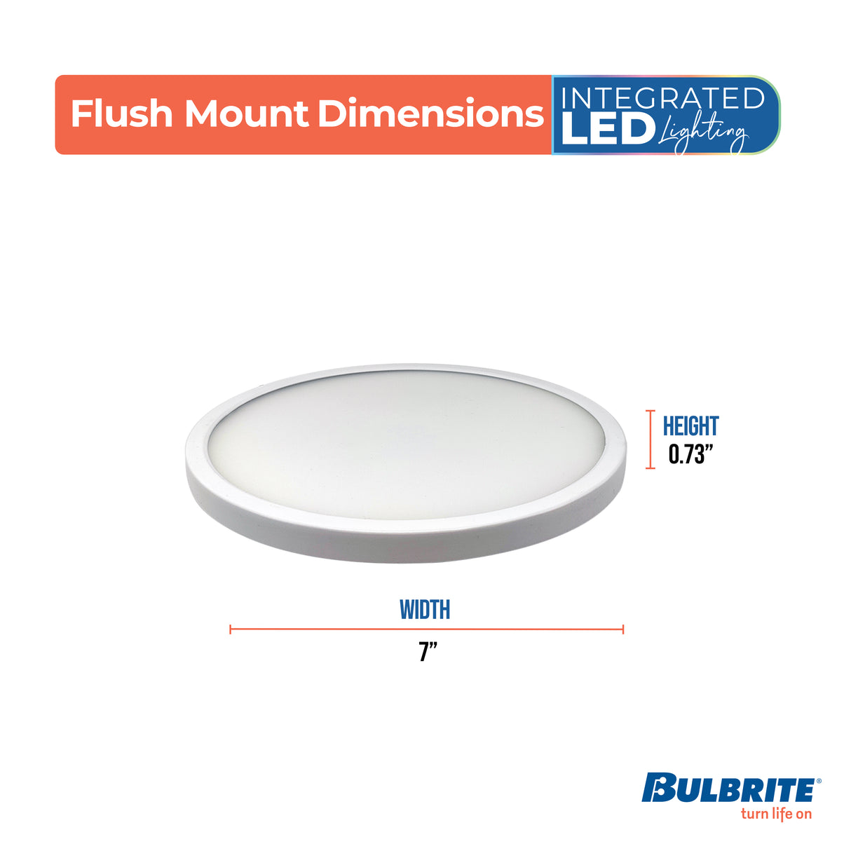 Bulbrite 773607 7" Round 10.3-Watt 5 Color Selectable LED Flush Mount Light, 1150 Lumens, White Finish