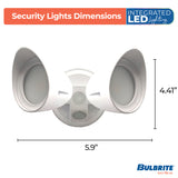 Bulbrite 773700 Wired Outdoor 2-Head LED Security Flood Light, White Finish
