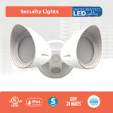Bulbrite 773700 Wired Outdoor 2-Head LED Security Flood Light, White Finish