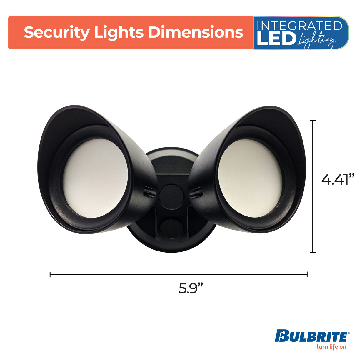 Bulbrite 773701 Wired Outdoor 2-Head LED Security Flood Light, Black Finish