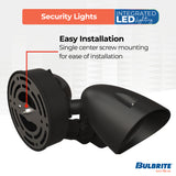 Bulbrite 773701 Wired Outdoor 2-Head LED Security Flood Light, Black Finish