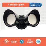 Bulbrite 773701 Wired Outdoor 2-Head LED Security Flood Light, Black Finish