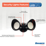 Bulbrite 773701 Wired Outdoor 2-Head LED Security Flood Light, Black Finish