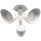 Bulbrite 773702 Motion Sensor / Dusk-To-Dawn Wired Outdoor 2-Head LED Security Flood Light, White Finish