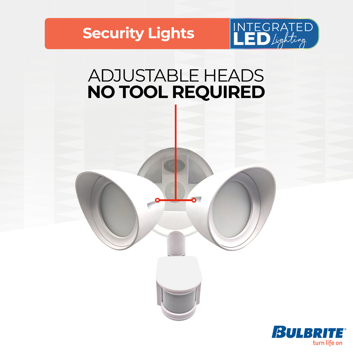 Bulbrite 773702 Motion Sensor / Dusk-To-Dawn Wired Outdoor 2-Head LED Security Flood Light, White Finish