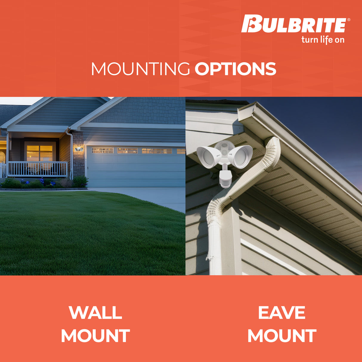 Bulbrite 773702 Motion Sensor / Dusk-To-Dawn Wired Outdoor 2-Head LED Security Flood Light, White Finish