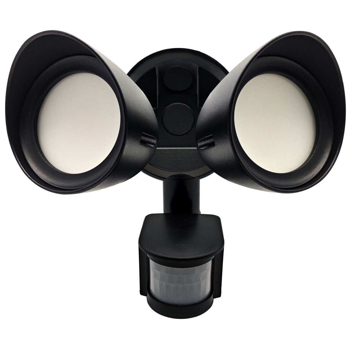Bulbrite 773703 Motion Sensor / Dusk-To-Dawn Wired Outdoor 2-Head LED Security Flood Light, Black Finish
