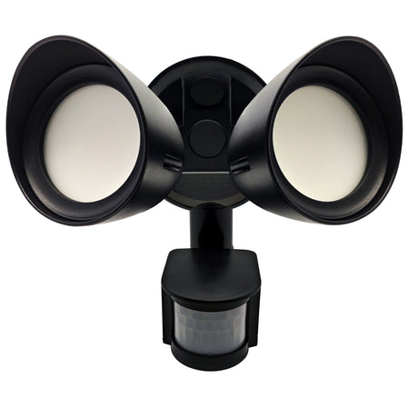 Bulbrite 773703 Motion Sensor / Dusk-To-Dawn Wired Outdoor 2-Head LED Security Flood Light, Black Finish