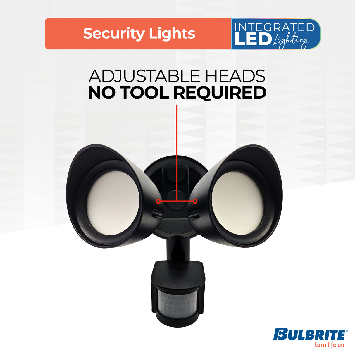Bulbrite 773703 Motion Sensor / Dusk-To-Dawn Wired Outdoor 2-Head LED Security Flood Light, Black Finish