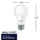 Bulbrite 862974 9W LED A19 Light Bulb 2700K Dimmable E26 800 Lumens 120V 4PK