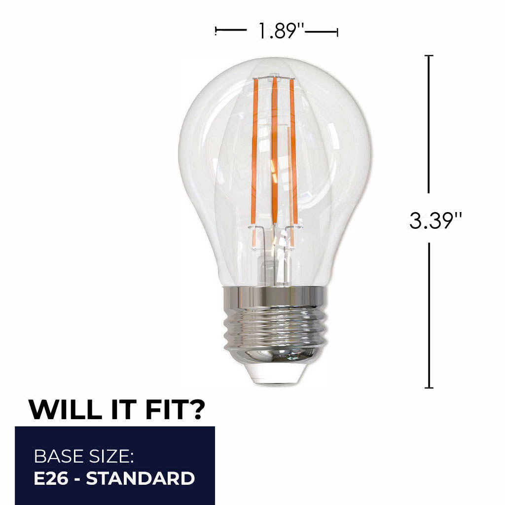 Bulbrite 861633 Bulbrite LED Filament Pack of (4) 7 Watt Dimmable A15 Light Bulb with Clear Glass Finish and Medium (E26) Base - 2700K (Warm White Light), 800 Lumens