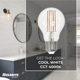 Bulbrite 862921 Bulbrite LED 7.6W Watt Dimmable A19 Light Bulb with a Clear Finish and a Medium Screw E26 - 4000K (Cool White Light) 800 lumens
