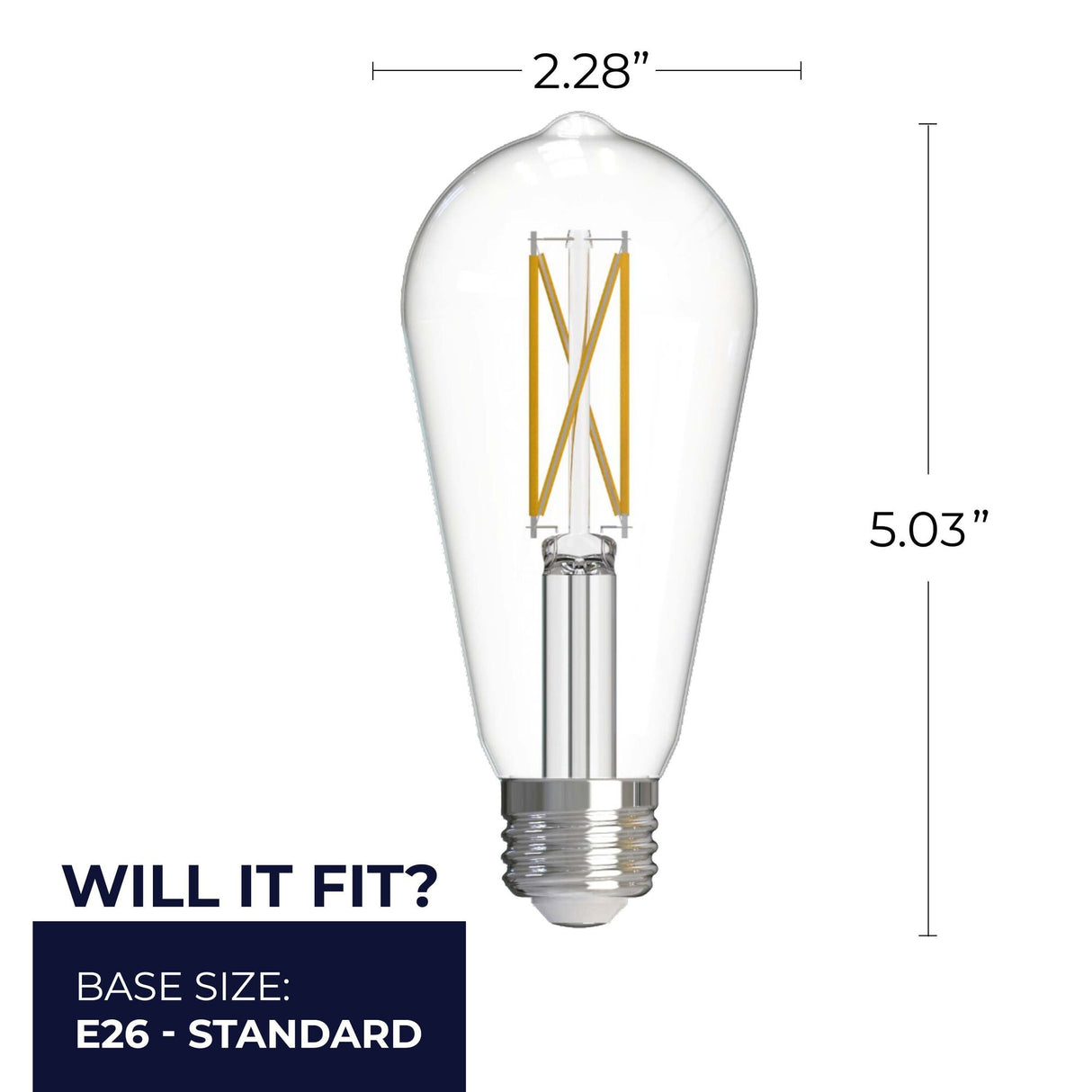 Bulbrite 776243 LED Filament Pack of 4, 7.6 Watt Dimmable ST18 Light Bulb with Clear Finish and Medium Screw E26 Base - 3000K (Soft White Light) 800 lumens