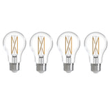 Bulbrite 776226 LED Filament Pack of 4, 7.6 Watt Dimmable A19 Light Bulb with Clear Finish and Medium Screw E26 Base - 2700K (Warm White Light) 800 lumens
