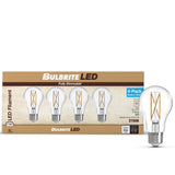 Bulbrite 776226 LED Filament Pack of 4, 7.6 Watt Dimmable A19 Light Bulb with Clear Finish and Medium Screw E26 Base - 2700K (Warm White Light) 800 lumens