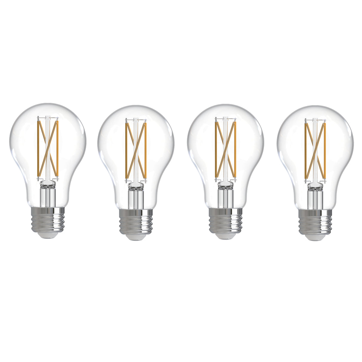 Bulbrite 776228 Bulbrite LED Filament Pack of 4, 7.6 Watt Dimmable A19 Light Bulb with Clear Finish and Medium Screw E26 Base - 4000K(Cool White Light), 800 lumens