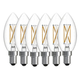 Bulbrite 776233 LED Filament Pack of 6, 5.1 Watt Dimmable B11 Light Bulb with Clear Finish and Candelabra Screw E12 Base - 3000K (Soft White Light) 500 lumens