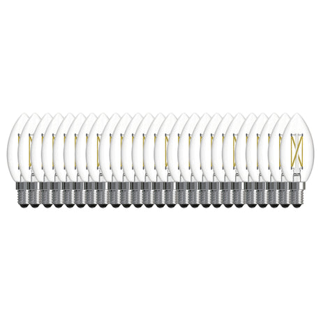 Bulbrite 776235 LED Filament Pack of 25, 4.1 Watt Dimmable B11 Light Bulb with Clear Finish and Candelabra Screw E12 Base - 2700K (Warm White Light) 400 lumens