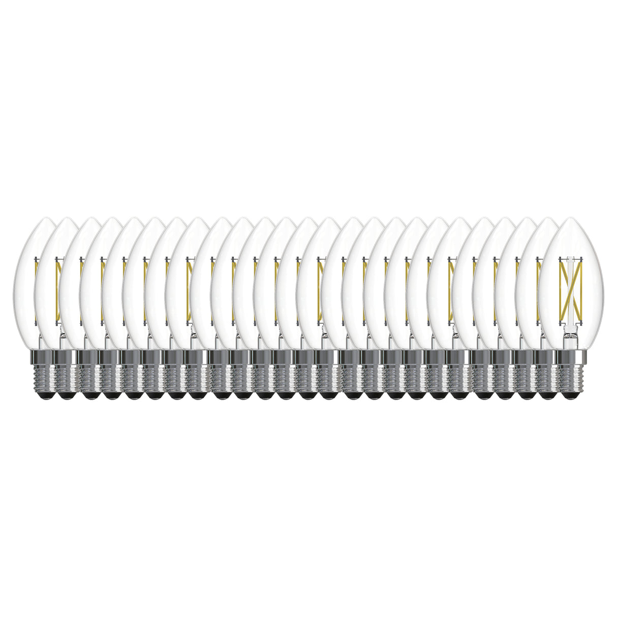 Bulbrite 776237 LED Filament Pack of 25, 5.1 Watt Dimmable B11 Light Bulb with Clear Finish and Candelabra Screw E12 Base - 2700K (Warm White Light) 500 lumens