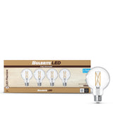 Bulbrite 776241 LED Filament Pack of 4, 7.6 Watt Dimmable G25 Light Bulb with Clear Finish and Medium Screw E26 Base - 4000K (Cool White Light) 800 lumens