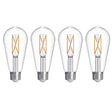 Bulbrite 776243 LED Filament Pack of 4, 7.6 Watt Dimmable ST18 Light Bulb with Clear Finish and Medium Screw E26 Base - 3000K (Soft White Light) 800 lumens