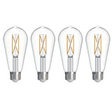 Bulbrite 776243 LED Filament Pack of 4, 7.6 Watt Dimmable ST18 Light Bulb with Clear Finish and Medium Screw E26 Base - 3000K (Soft White Light) 800 lumens