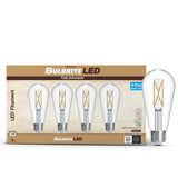 Bulbrite 776244 LED Filament Pack of 4, 7.6 Watt Dimmable ST18 Light Bulb with Clear Finish and Medium Screw E26 Base - 4000K (Cool White Light) 800 lumens