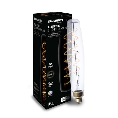 Bulbrite 776301 Bulbrite LED Grand Spiral Filament Tubular Shaped Light Bulb, 60 Watt Equivalent, 2200K, Clear