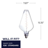 Bulbrite 776305 Bulbrite LED Grand Spiral Filament Diamond Shaped Light Bulb, Medium Base (E26),1-Pack, Clear