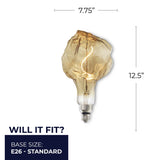Bulbrite 776320 Bulbrite LED Grand Filament Nostalgic Glacier Shaped Light Bulb, 60 Watt Equivalent, Medium Base (E26),2000K, Antique