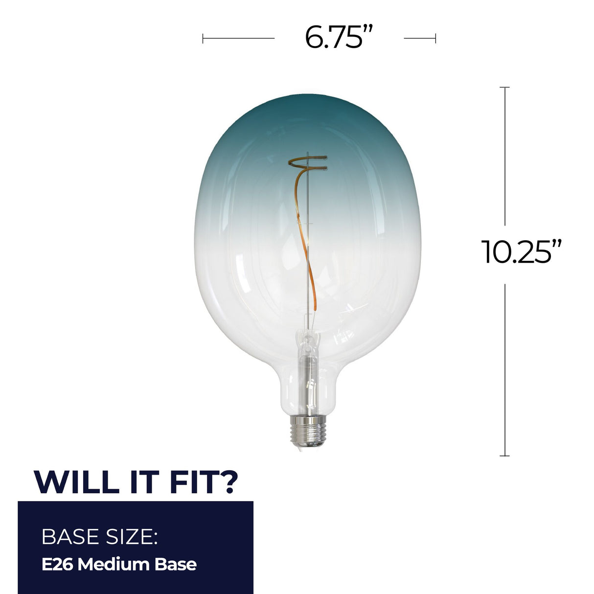 Bulbrite 862113 Bulbrite LED Filament Pack of (2) 4.5 Watt Dimmable C53 Light Bulb with Clear/Blue Glass Finish and Medium (E26) Base - 3000K (Soft White Light), 200 Lumens