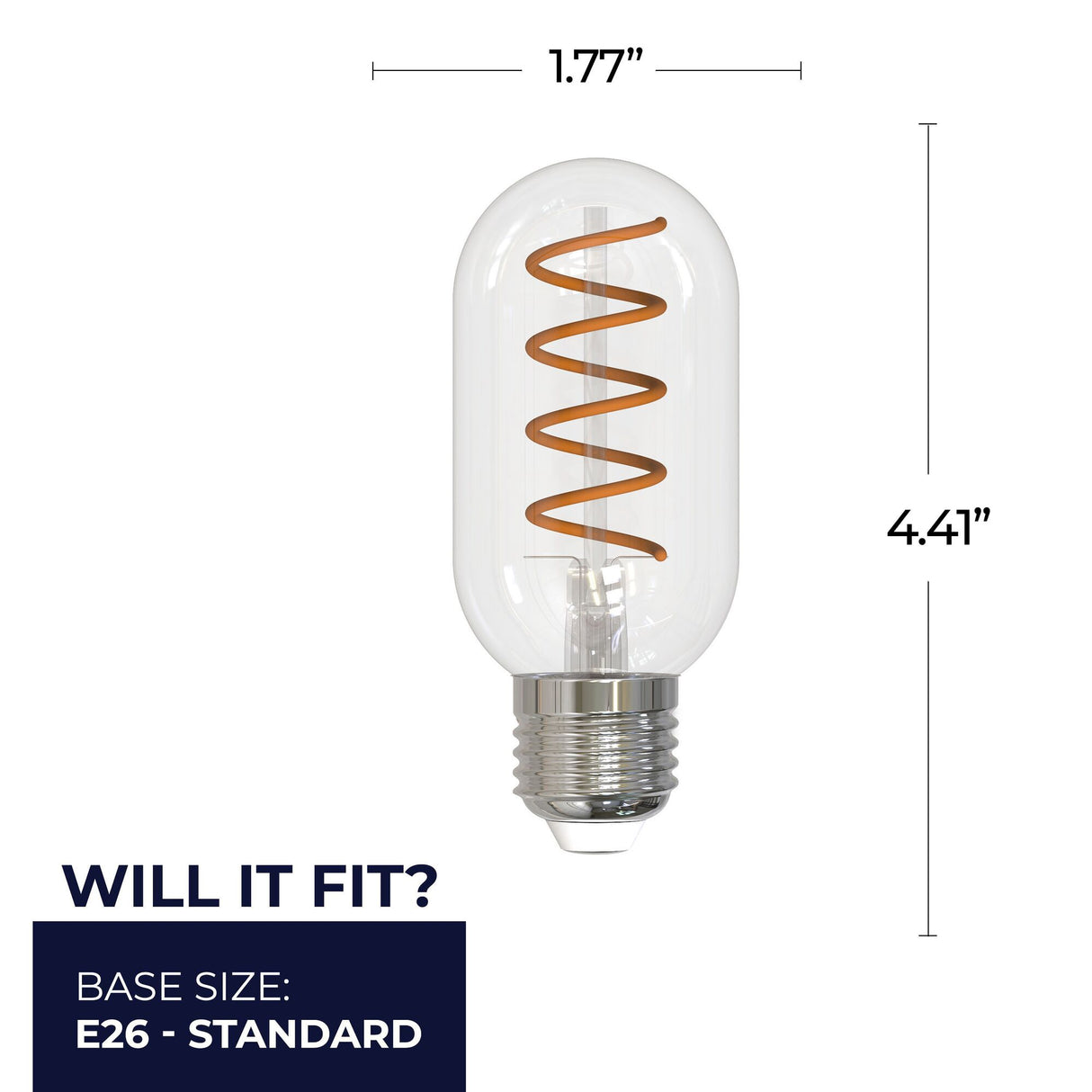 Bulbrite 861402 Bulbrite Pack of (2) 4 Watt Dimmable Antique Nostalgic Curved Filament T14 Medium (E26) LED Bulb - 2200K and 85 CRI