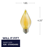 Bulbrite 862788 Bulbrite Spunlite Pack of (4) 4 Watt Dimmable C15 LED Filament Light Bulb with Amber Glass Finish and Medium (E26) Base - 2100K (Amber Light), 250 Lumens